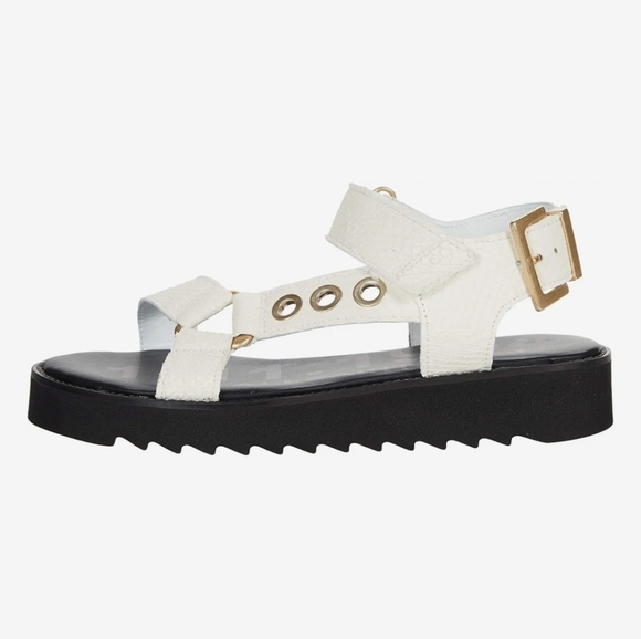 AllSaints Rhianne Printed Leather White Sandals